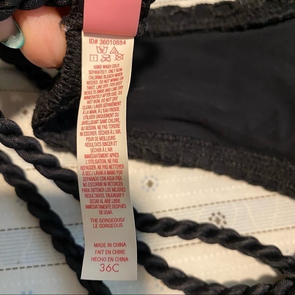 Victoria’s Secret bikini (M) and top (36C) padded push-up crochet black … - Picture 15 of 16